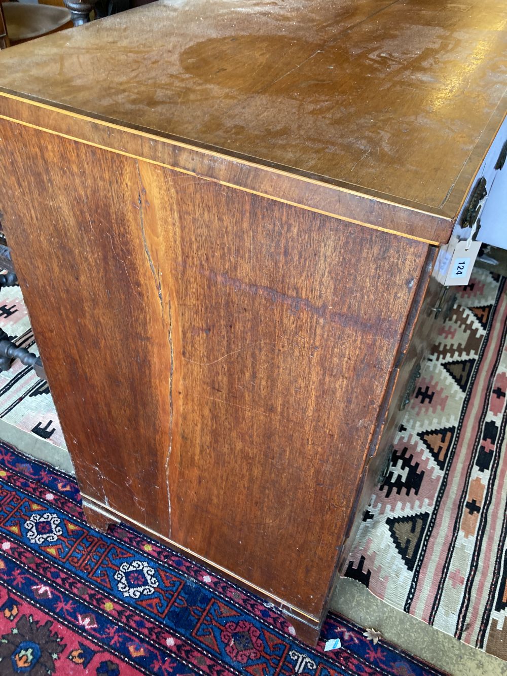 A Regency banded mahogany chest fitted two short drawers and three long drawers, width 109cm, depth 55cm, height 90cm